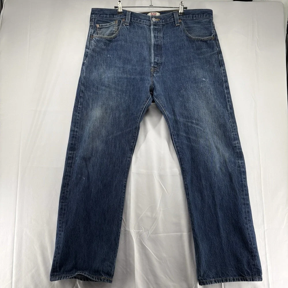 VTG Levi's 501 Button Fly Straight Men's Jeans 40x30 (Fits 38x29) Distressed YKK